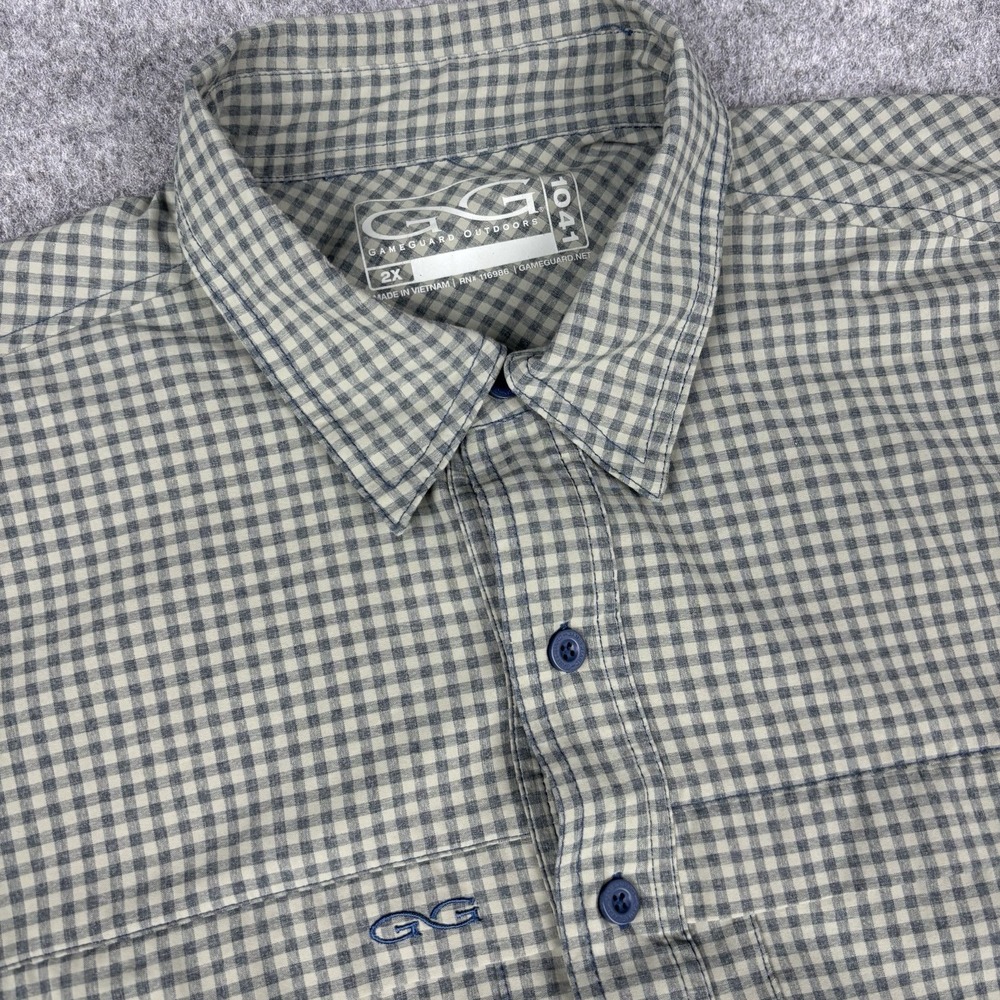 Gameguard Outdoors Shirt Mens 2XL Olive Short Sleeve Fishing Vented Button Down